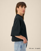 OVERSIZED CROPPED BLACK MARŠKINĖLIAI