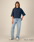 OVERSIZED CROPPED NAVY MARŠKINĖLIAI