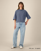 OVERSIZED CROPPED BLUE GREY MARŠKINĖLIAI