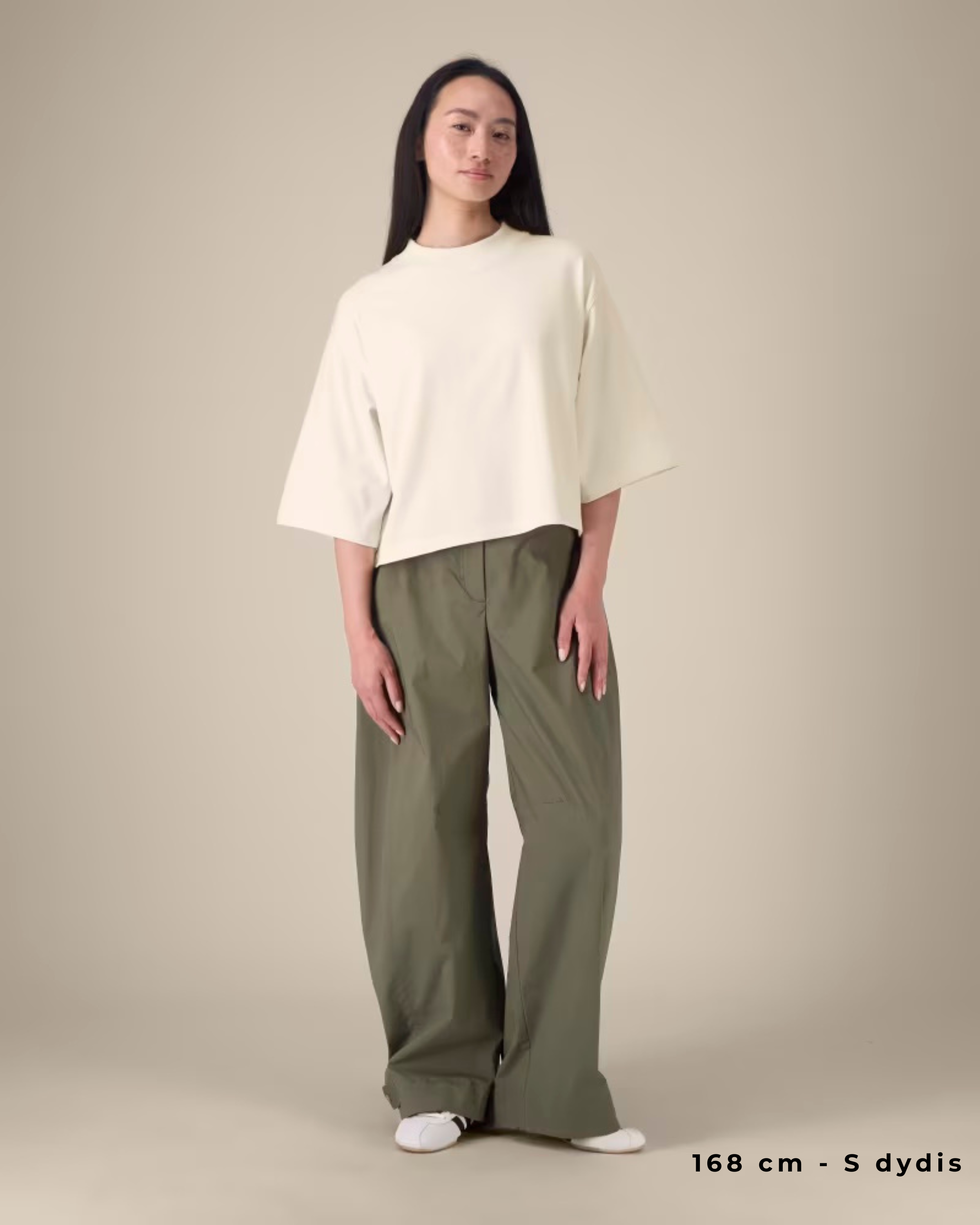 OVERSIZED CROPPED NATURAL MARŠKINĖLIAI
