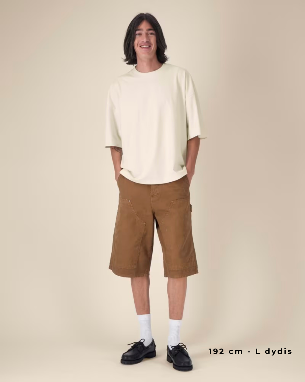OVERSIZED MIDI NATURAL MARŠKINĖLIAI