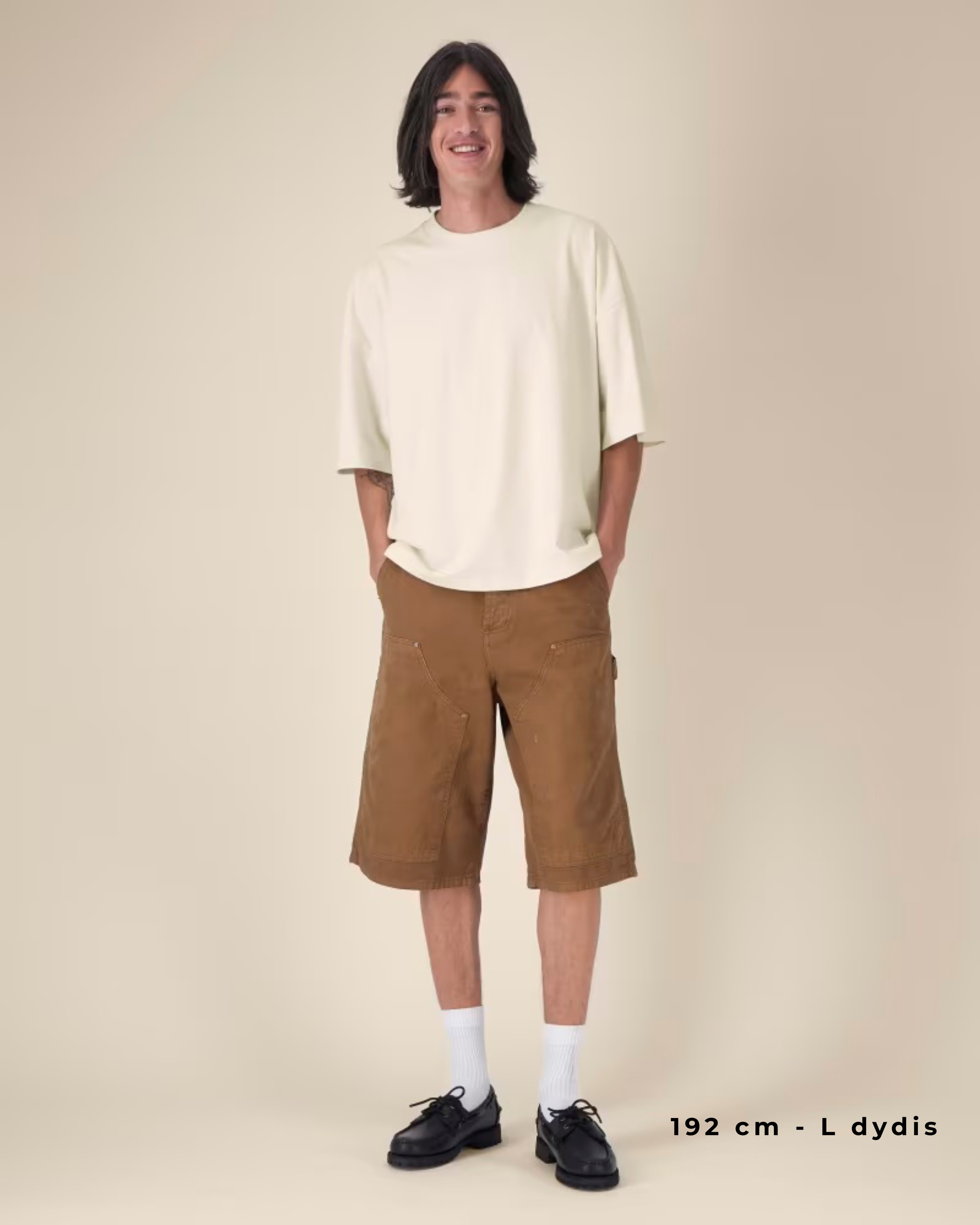 OVERSIZED MIDI NATURAL MARŠKINĖLIAI