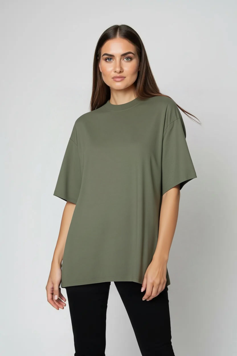 OVERSIZED KHAKI MARŠKINĖLIAI UNISEX