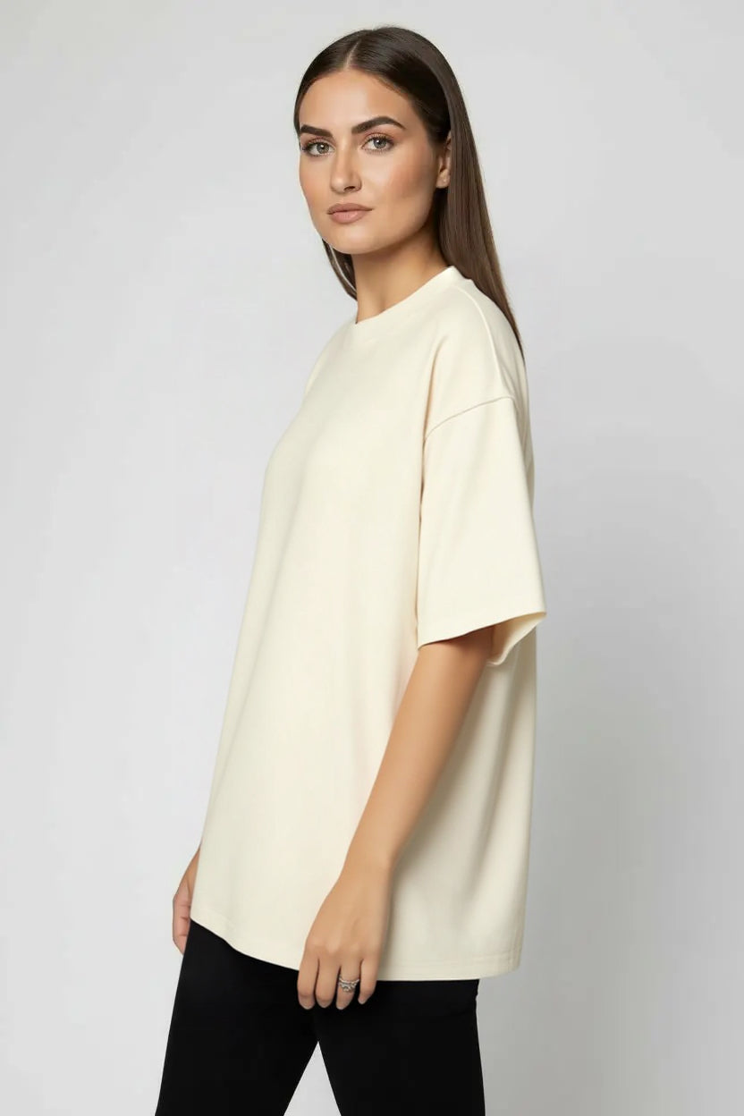 OVERSIZED CREAM MARŠKINĖLIAI UNISEX