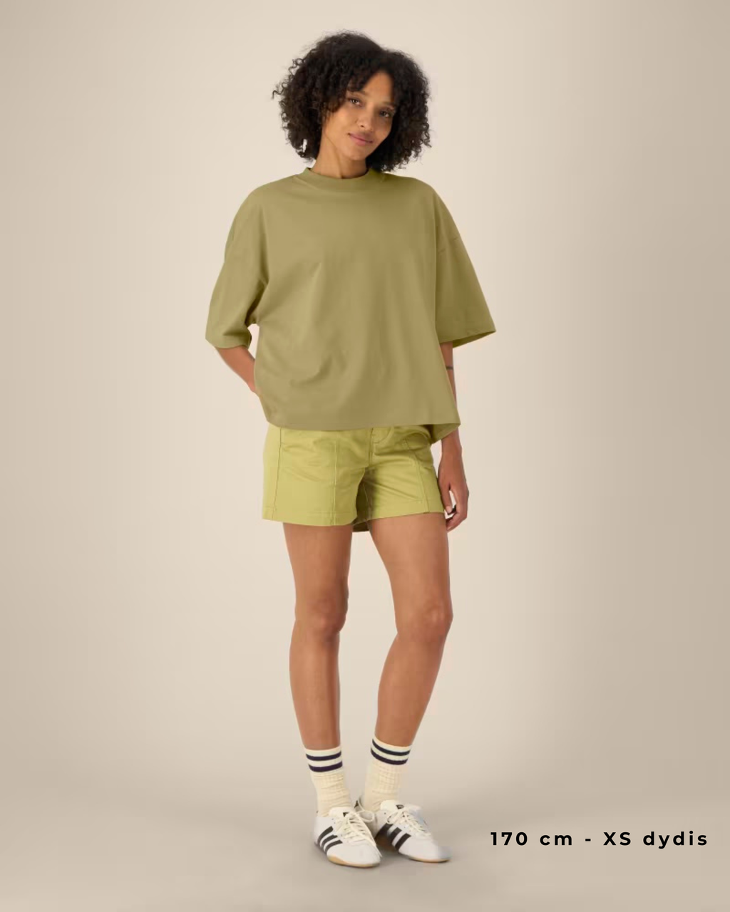 OVERSIZED MIDI OLIVE MARŠKINĖLIAI