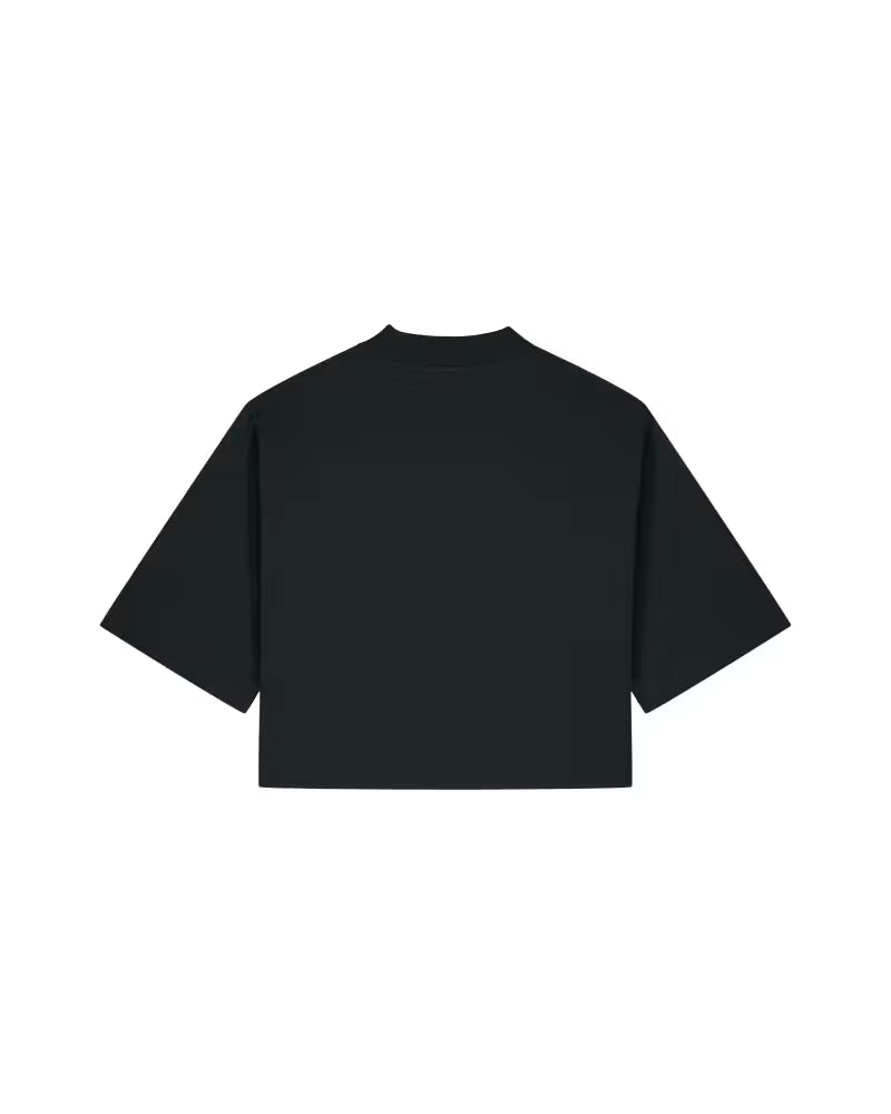 OVERSIZED CROPPED BLACK MARŠKINĖLIAI