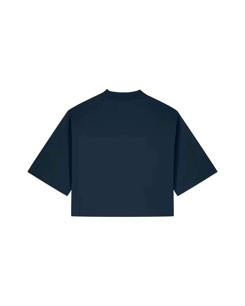 OVERSIZED CROPPED NAVY MARŠKINĖLIAI