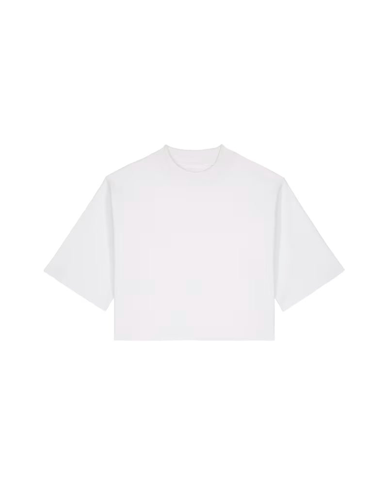 OVERSIZED CROPPED WHITE MARŠKINĖLIAI