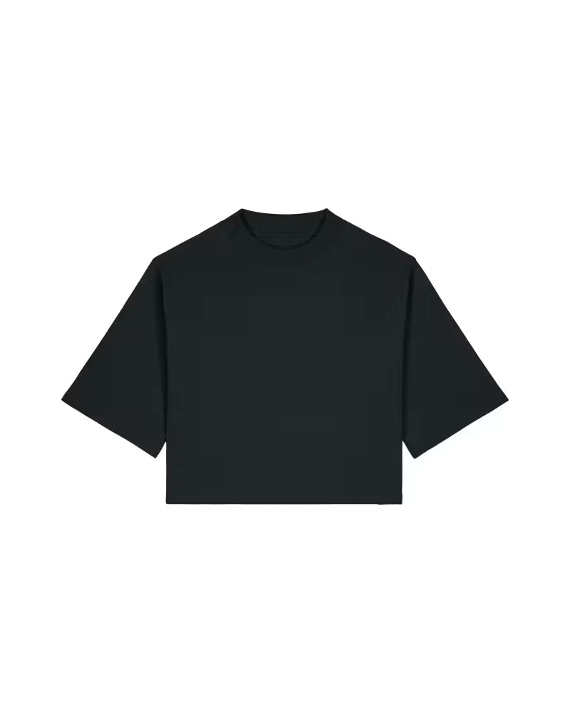 OVERSIZED CROPPED BLACK MARŠKINĖLIAI