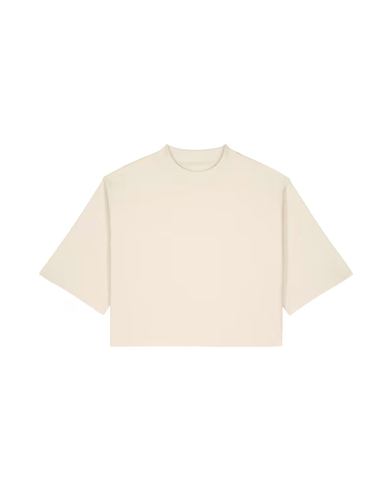 OVERSIZED CROPPED NATURAL MARŠKINĖLIAI