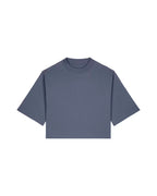 OVERSIZED CROPPED BLUE GREY MARŠKINĖLIAI