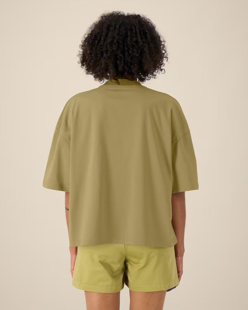 OVERSIZED MIDI OLIVE MARŠKINĖLIAI