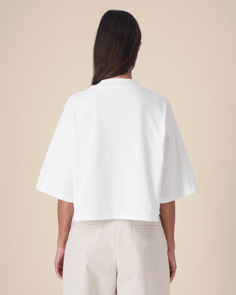OVERSIZED CROPPED WHITE MARŠKINĖLIAI