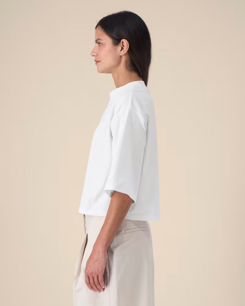 OVERSIZED CROPPED WHITE MARŠKINĖLIAI